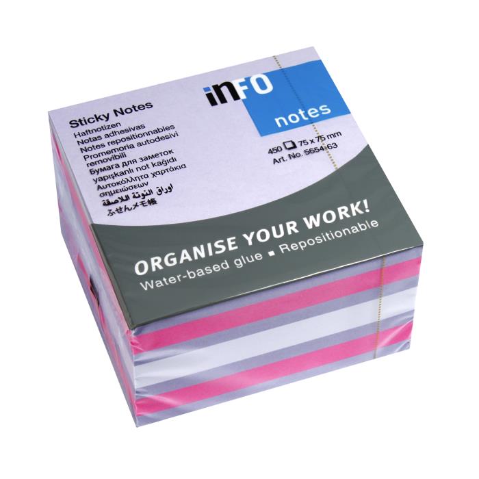 NOTES INFO 75x75mm ΚΥΒΟΣ 450φ 5654-63 4 ΧΡΩΜΑΤΑ ΠΑΣΤΕΛ