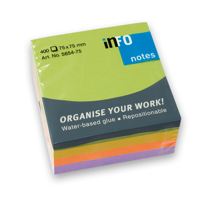 NOTES INFO 75x75mm ΚΥΒΟΣ 400φ 5654-75 4 ΧΡΩΜΑΤΑ SPRING