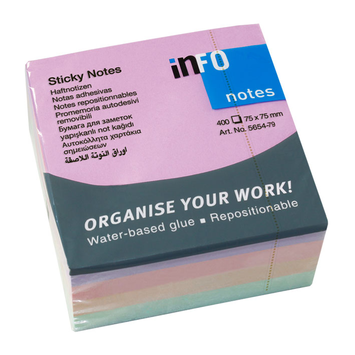 NOTES INFO 75x75mm ΚΥΒΟΣ 400φ 5654-79 4 ΧΡΩΜΑΤΑ INSPIRATION HARMONY