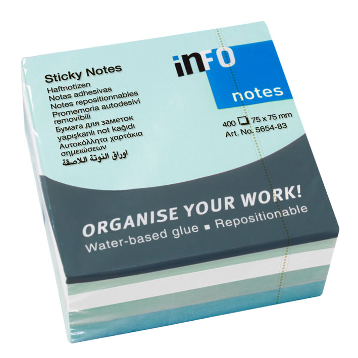 NOTES INFO 75x75mm ΚΥΒΟΣ 400φ 5654-83 4 ΧΡΩΜΑΤΑ ICELAND
