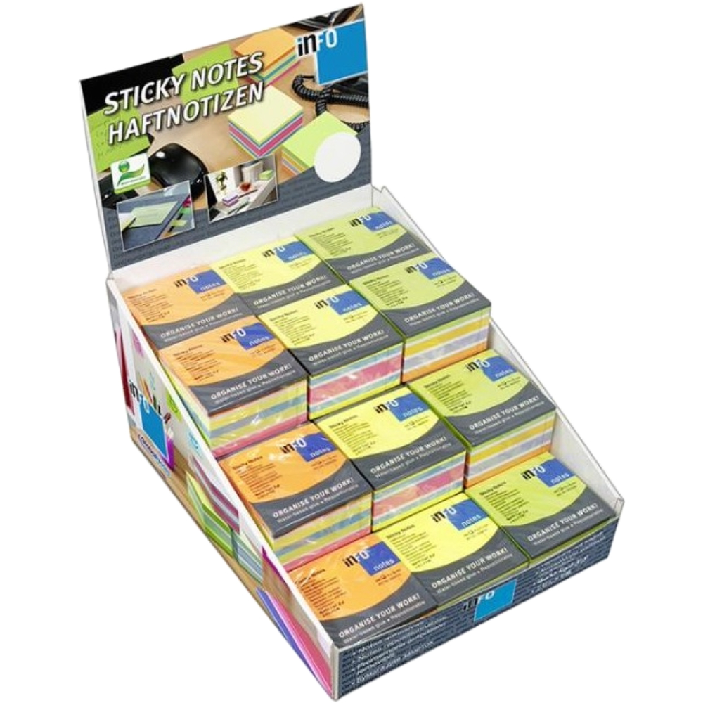 NOTES INFO 75x75mm ΚΥΒΟΣ 450φ ΣΤΑΝΤ=27τεμ. 5654-DISPLMIX1 BRILLIANT