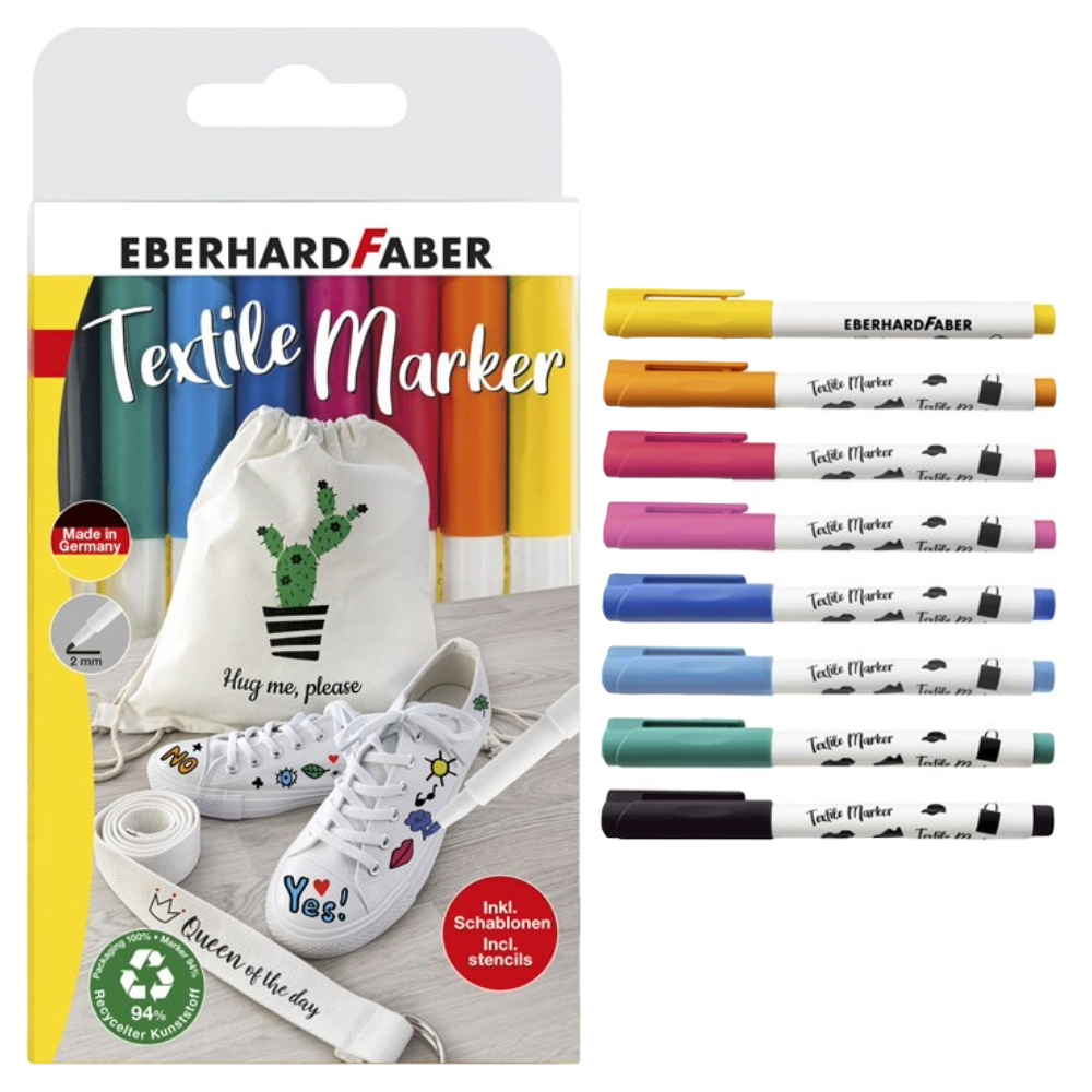 ΜΑΡΚΑΔΟΡΟΙ TEXTILE EFA FABER 5782-08 ΥΦΑΣΜΑΤΟΣ 8 ΤΕΜΑΧΙΑ+ ΣΤΕΝΣΙΛ