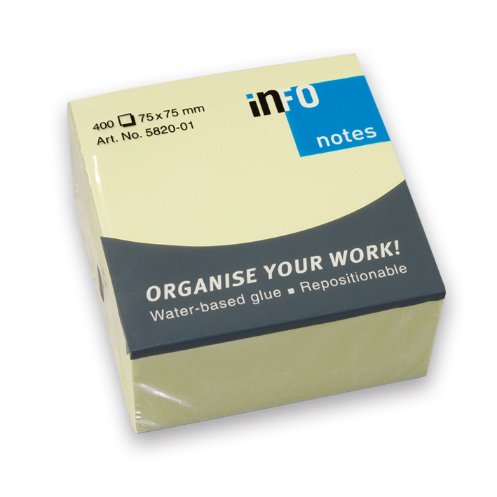 NOTES INFO 75x75mm ΚΥΒΟΣ 400φ 5820-01 ΚΙΤΡΙΝΟΣ