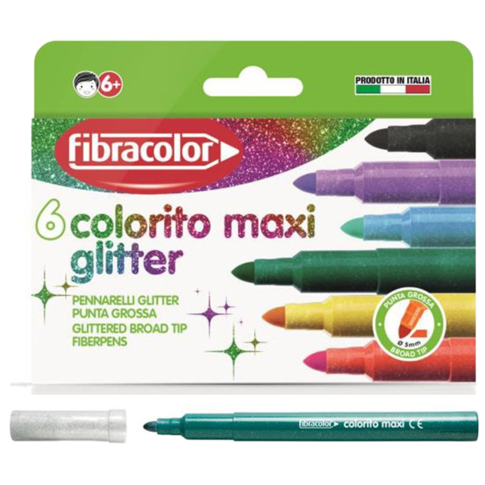ΜΑΡΚΑΔΟΡΟΙ FIBRA (ΧΟΝΔΡΟΙ) COLORITO MAXI GLITTER 6 ΧΡΩΜ (5ΜΜ) 630GT006SE