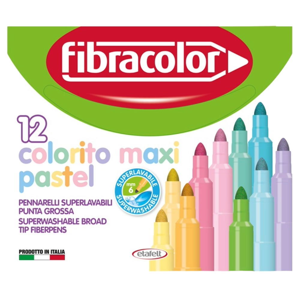 ΜΑΡΚΑΔΟΡΟΙ FIBRA (ΧΟΝΔΡΟΙ) COLORITO MAXI PASTEL 12 ΧΡΩΜΑΤΩΝ (6ΜΜ) 630SW012SCPA