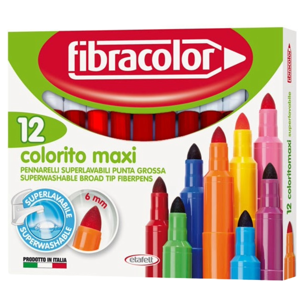 ΜΑΡΚΑΔΟΡΟΙ FIBRA (ΧΟΝΔΡΟΙ) COLORITO MAXI ΜΟΝΟΧΡΩΜΙΕΣ=12 ΤΕΜ (6ΜΜ) 630SW012SCxx