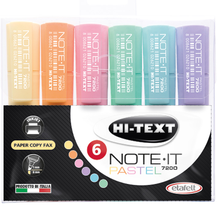 ΜΑΡΚΑΔΟΡΟΙ HI-TEXT ΥΠΟΓΡΑΜΜΙΣΗΣ 7200 ΠΑΣΤΕΛ (BLISTER 6 ΤΕΜ) 7200HF006BE