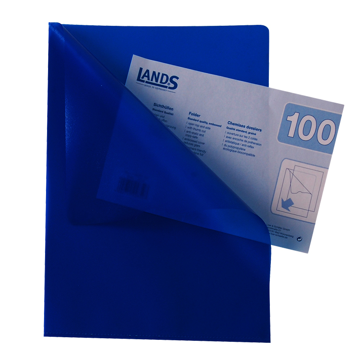 ΖΕΛΑΤΙΝΕΣ ΤΥΠΟΥ L LANDS ΜΠΛΕ A4 115MY (ΠΑΚ.= 100 ΤΕΜ.) 72220-52