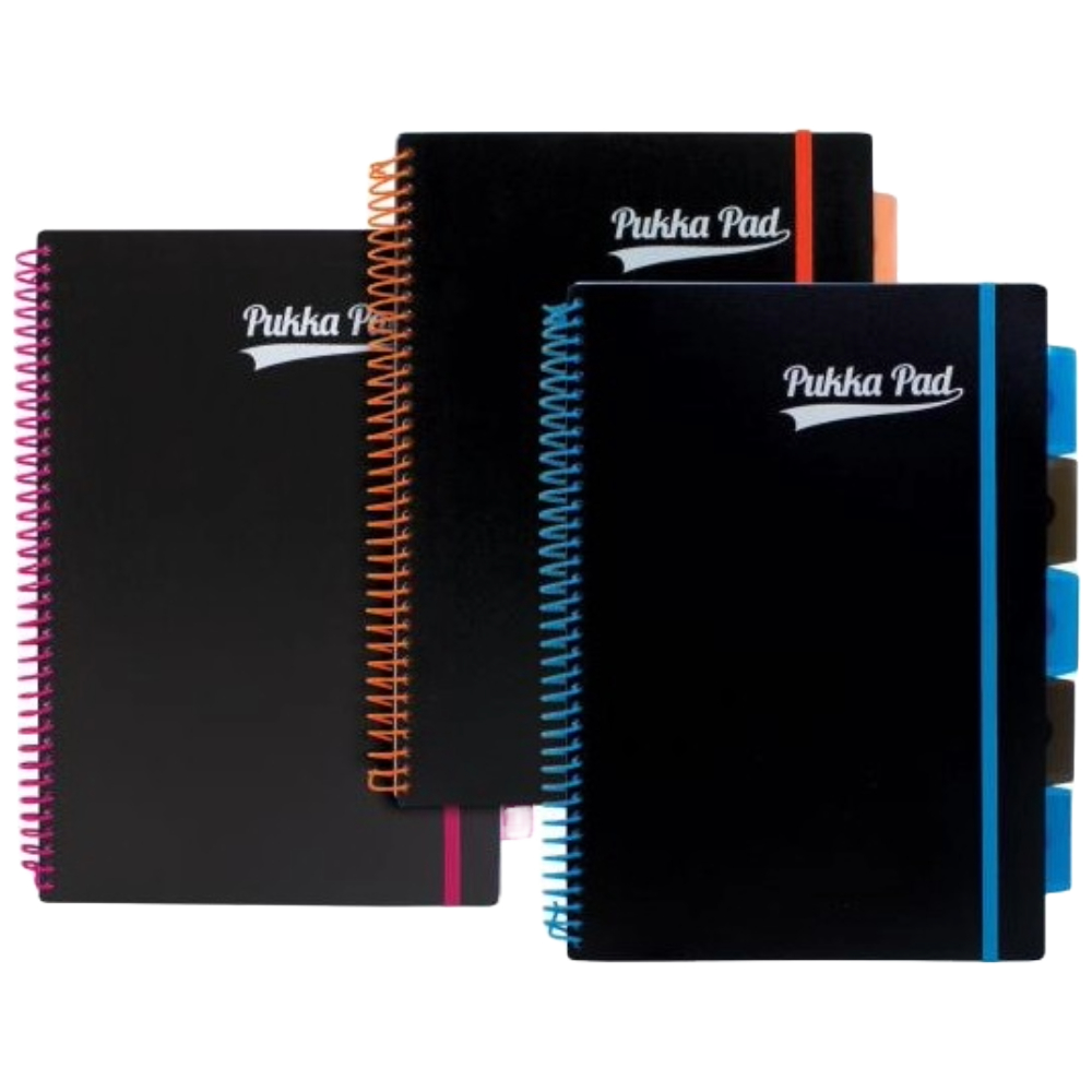 ΤΕΤΡΑΔΙΟ ΣΠΙΡΑΛ PUKKA 7664-PPN A4 NEON 5Θ. &ΛΑΣΤΙΧΟ 200ΣΕΛ. 80 GSM (3 ΑΣΟΡΤΙ)