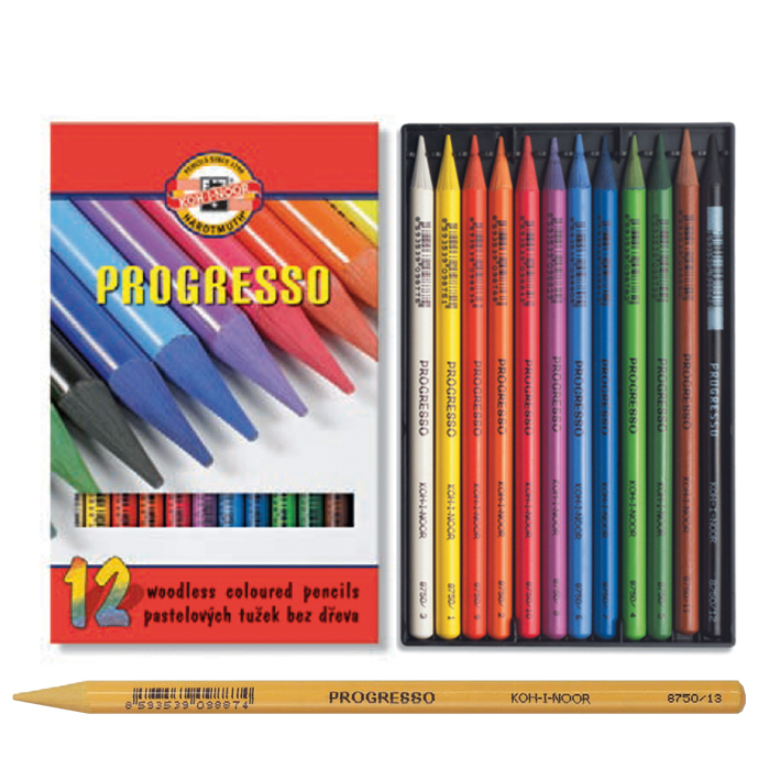 ΜΟΛΥΒΙ PROGRESSO ΧΡΩΜΑΤΙΣΤΟ ΧΩΡΙΣ ΞΥΛΟ (ΚΟΥΤΙ 12 ΤΕΜ.) KOHINOOR 8756