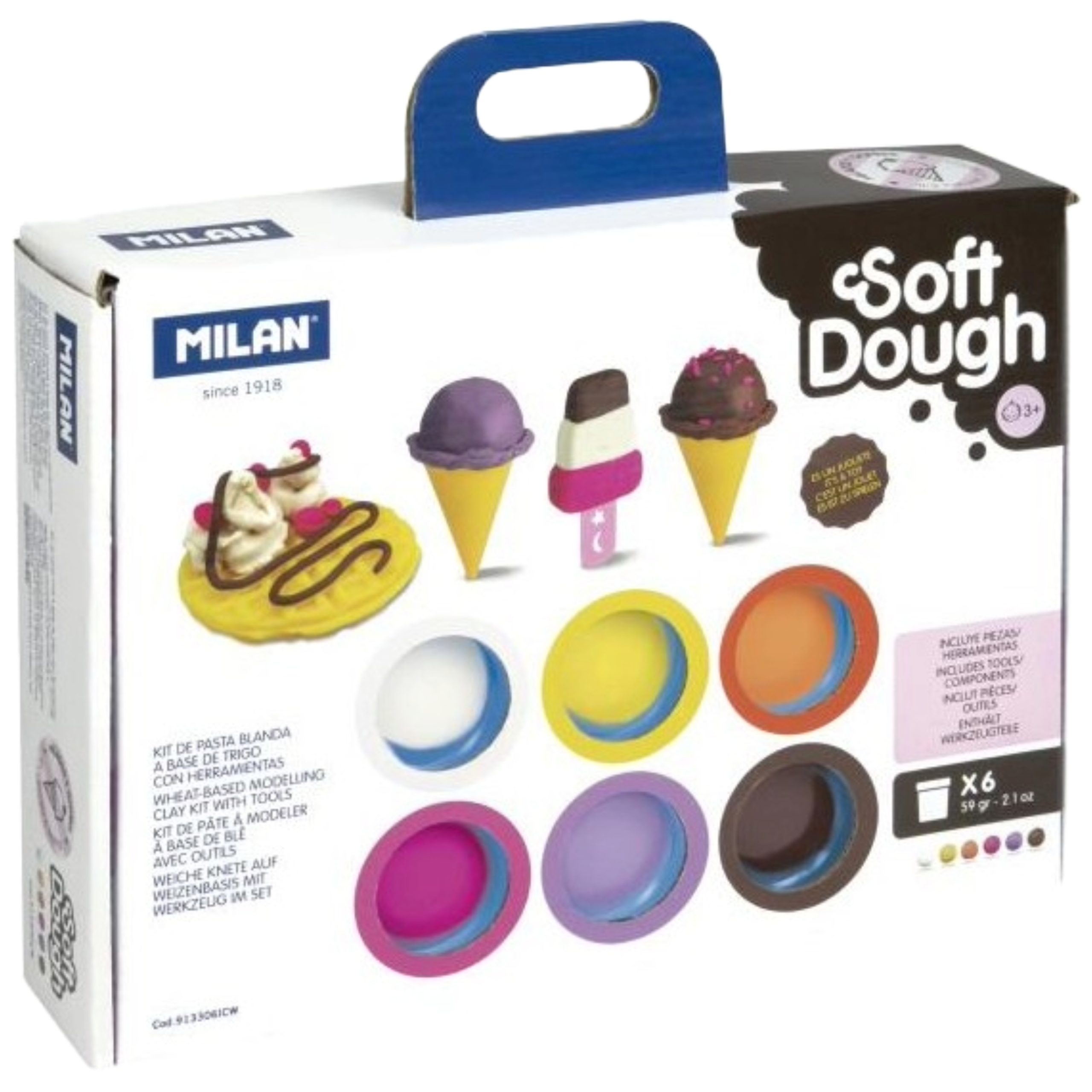 ΠΛΑΣΤΟΖΥΜΑΡΑΚΙΑ MILAN 913306ICM 6 ΧΡΩΜΑ x 59 GR ICE CREAM AND WAFFLES + (ΕΡΓΑΛΕΙΑ)