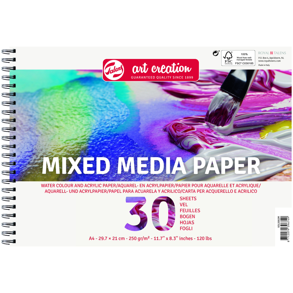 ΜΠΛΟΚ TALENS PAPER MIX MEDIA 9312002M 21 X 29,7 30Φ (250gr)