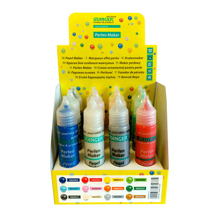 ΧΡΩΜΑΤΑ ΓΙΑ ΠΕΡΛΕΣ PERLA MAKER 30ML (ΣΕΤ= 12 ΤΕΜ.ΑΣΟΡΤΙ ) STANGER 960026