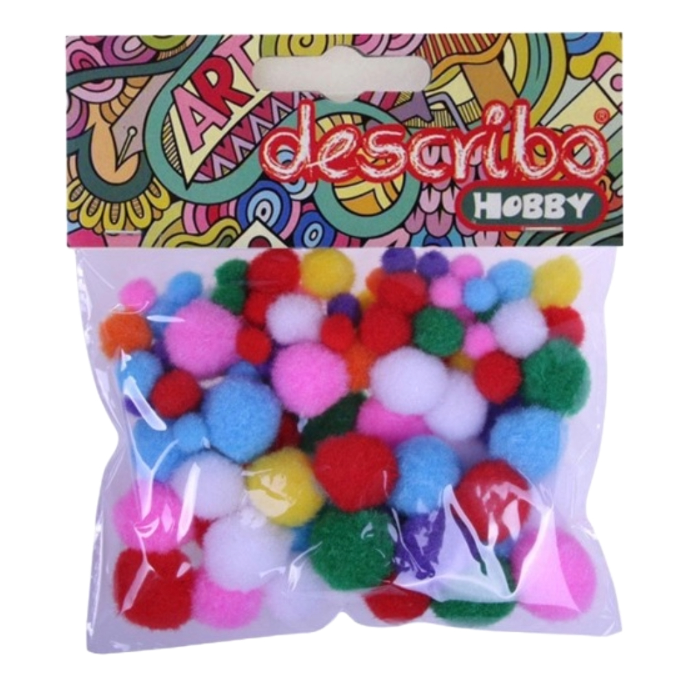 POMPONS 10MM/15/20/25 (80 ΤΕΜ) DES-0077 ΔΙAΦΟΡΑ ΧΡΩΜΑΤΑ