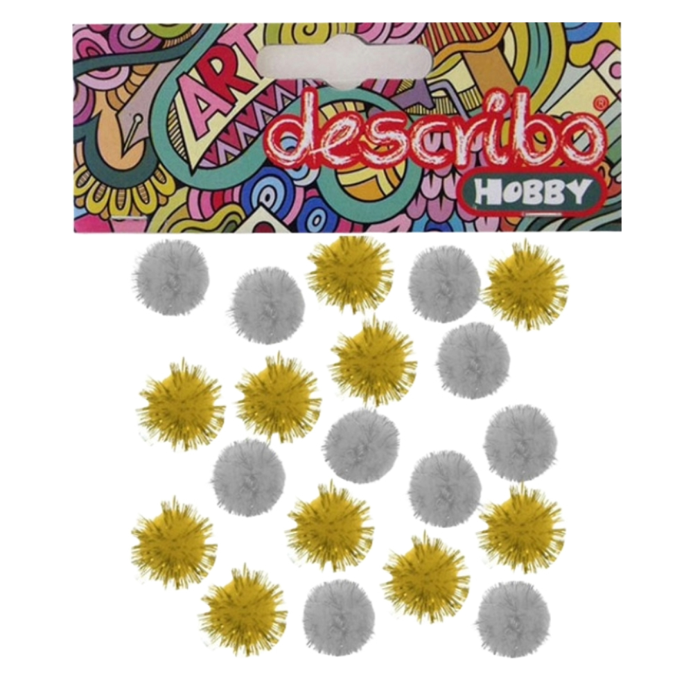 POMPONS 25 MM 20 ΤΕΜ DES-0078 ΧΡΥΣΟ / ΑΣΗΜΙ