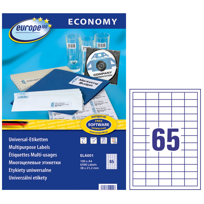 ΕΤΙΚΕΤΕΣ I+L+C 38X21,2MM 65/ΦΥΛΛΟ ΠΑΚΕΤΟ 100 ΦΥΛΛΩΝ AVERY ELA001