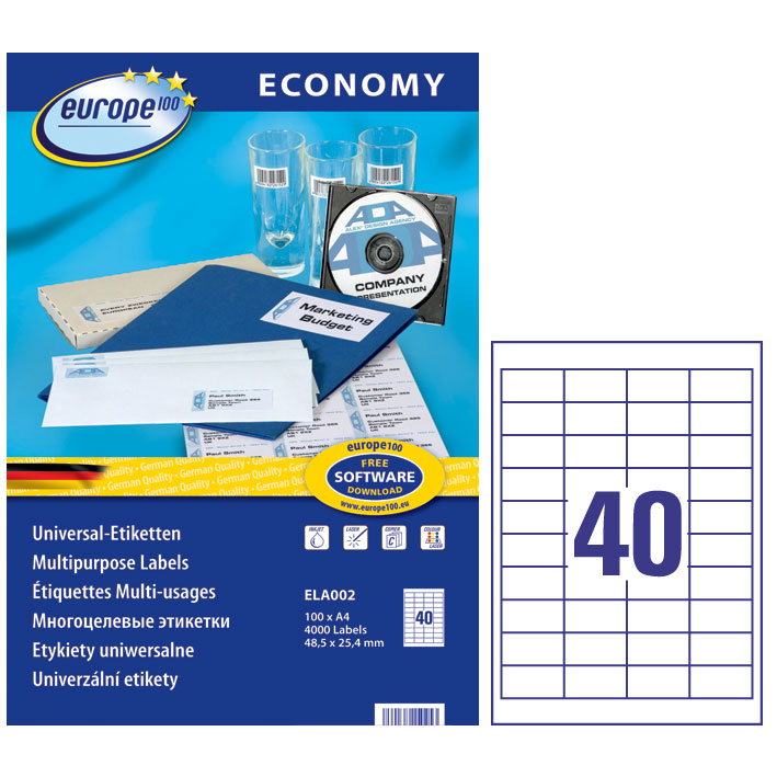 ΕΤΙΚΕΤΕΣ I+L+C 48,5X25,4MM 40/ΦΥΛΛΟ ΠΑΚΕΤΟ 100 ΦΥΛΛΩΝ AVERY ELA002