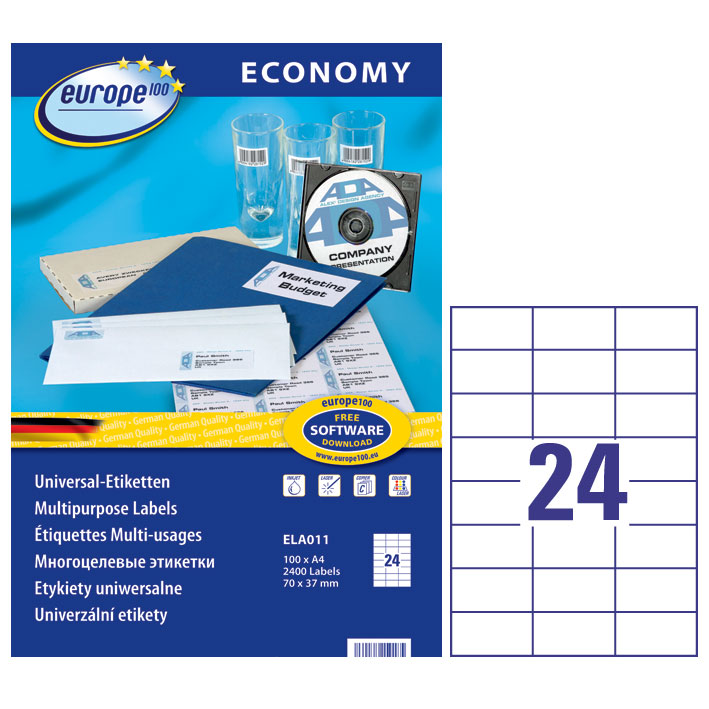 ΕΤΙΚΕΤΕΣ I+L+C 70X37,1MM 24/ΦΥΛΛΟ ΠΑΚΕΤΟ 100 ΦΥΛΛΩΝ AVERY ELA011