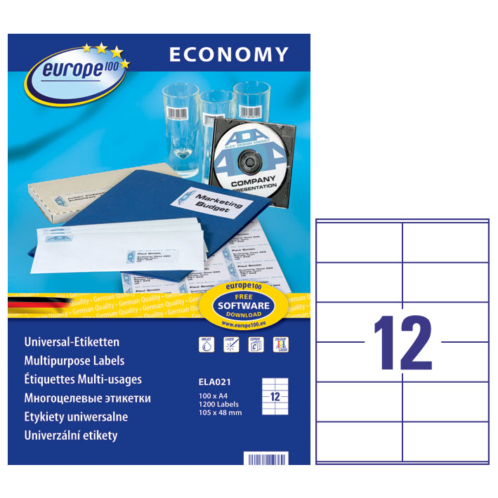 ΕΤΙΚΕΤΕΣ I+L+C 105X48MM 12/ΦΥΛΛΟ ΠΑΚΕΤΟ 100 ΦΥΛΛΩΝ AVERY ELA021