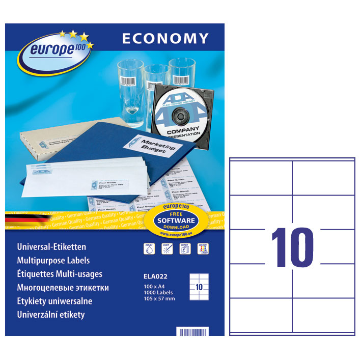 ΕΤΙΚΕΤΕΣ I+L+C 105X57MM 10/ΦΥΛΛΟ ΠΑΚΕΤΟ 100 ΦΥΛΛΩΝ AVERY ELA022
