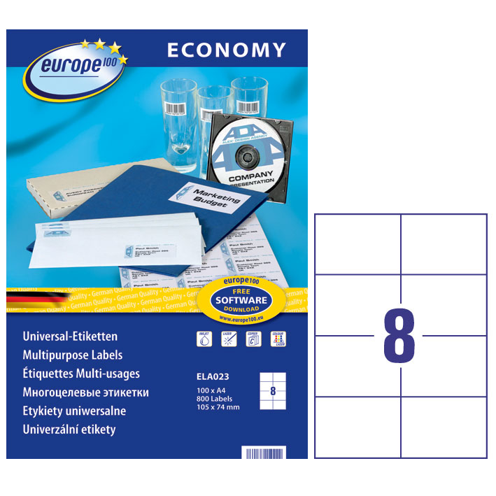 ΕΤΙΚΕΤΕΣ I+L+C 105X74MM 8/ΦΥΛΛΟ ΠΑΚΕΤΟ 100 ΦΥΛΛΩΝ AVERY ELA023