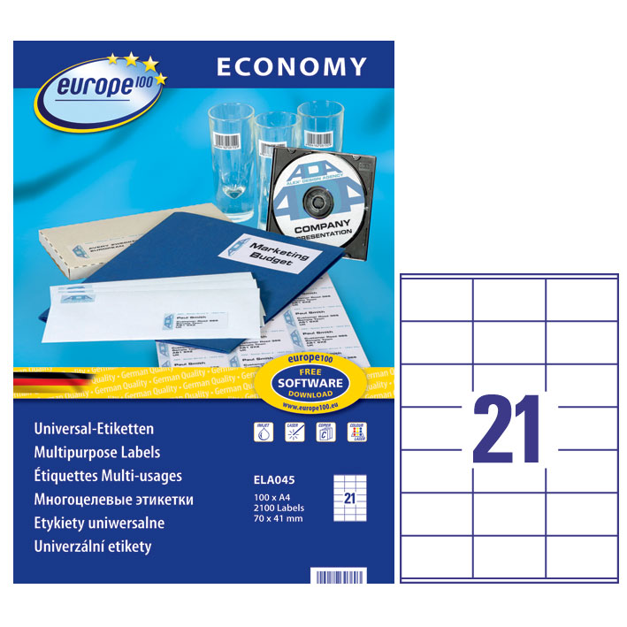 ΕΤΙΚΕΤΕΣ I+L+C 70X41MM 21/ΦΥΛΛΟ ΠΑΚΕΤΟ 100 ΦΥΛΛΩΝ AVERY ELA045