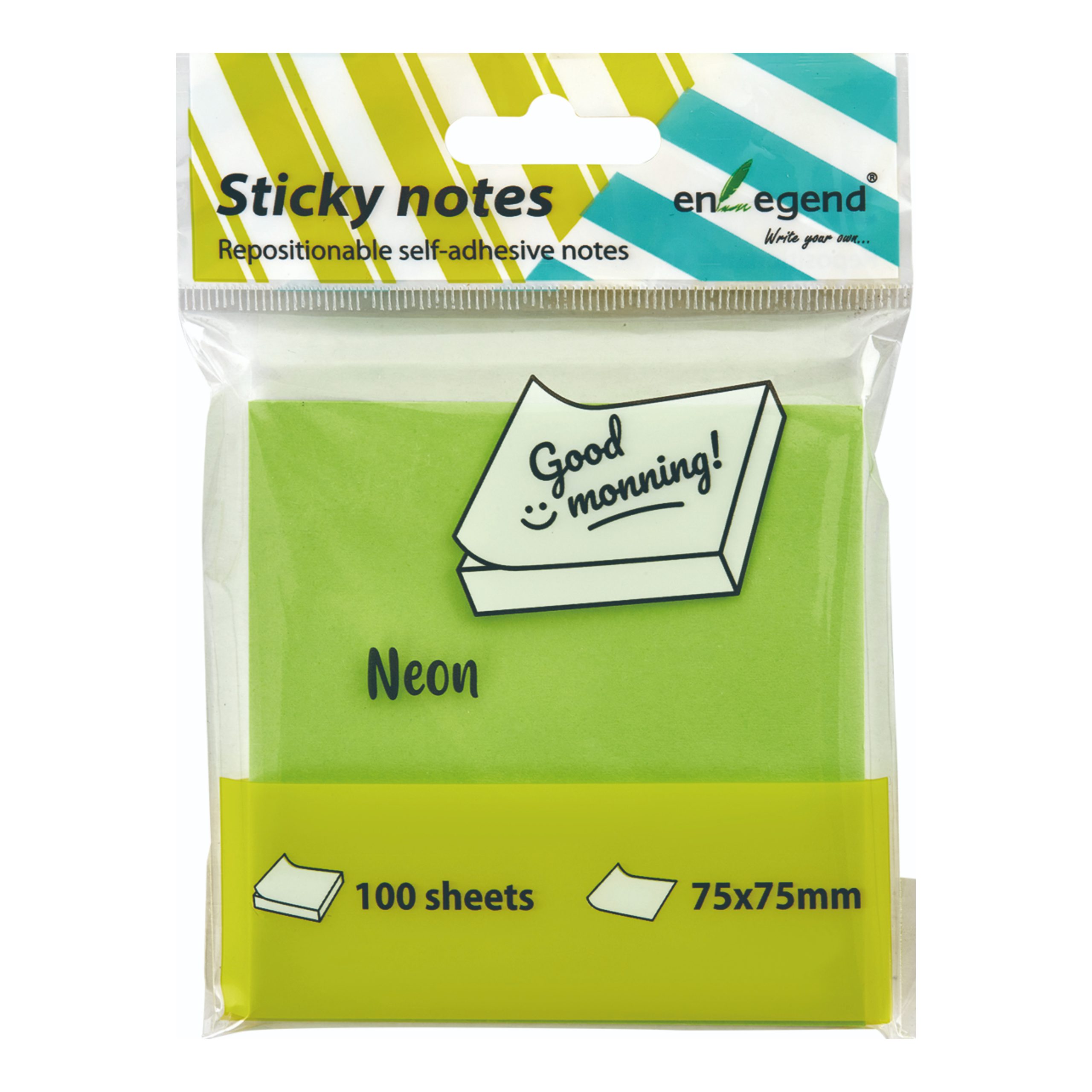 NOTES ENLEGEND ΚΥΒΟΣ 75X75 100Φ NEON ΠΡΑΣΙΝΟ ENL-SN75-GR