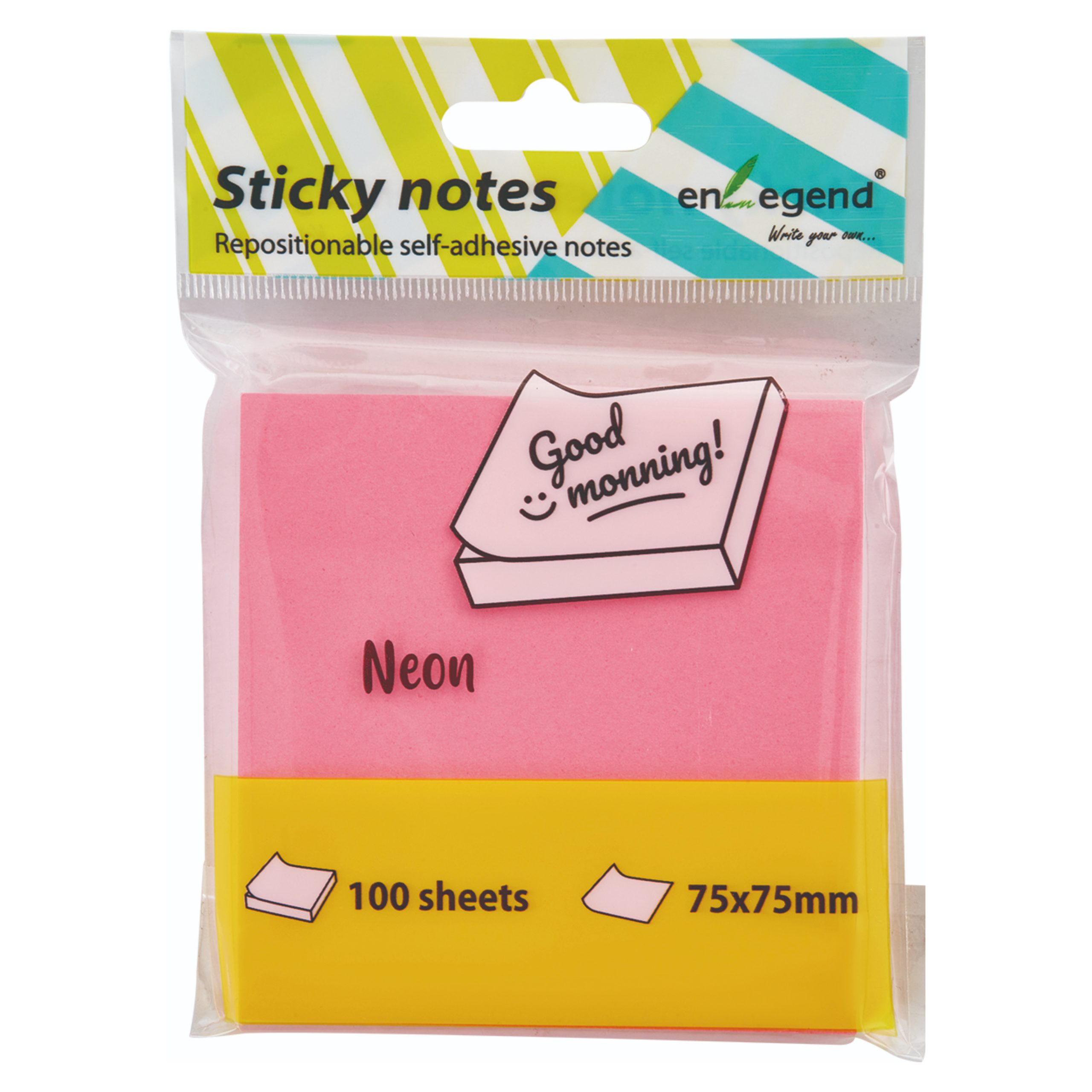 NOTES ENLEGEND ΚΥΒΟΣ 75X75 100Φ NEON ΡΟΖ ENL-SN75-PK