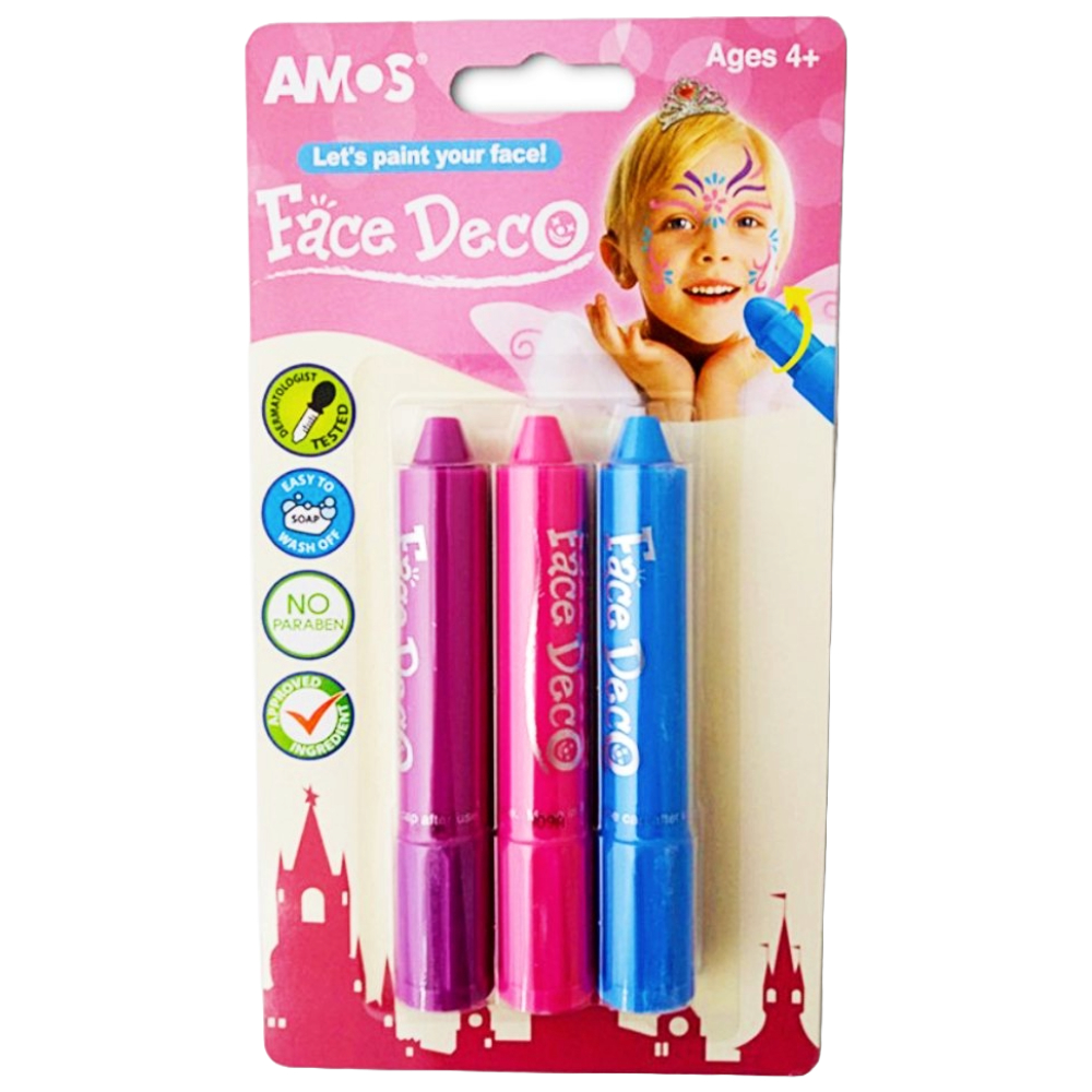 ΧΡΩΜΑΤΑ ΠΡΟΣΩΠΟΥ AMOS ΚΗΡΟΜΠΟΓΙΑ FACE DECO ΣΕΤ 3 ΧΡΩΜΑΤΩΝ GIRLS FD5B3G