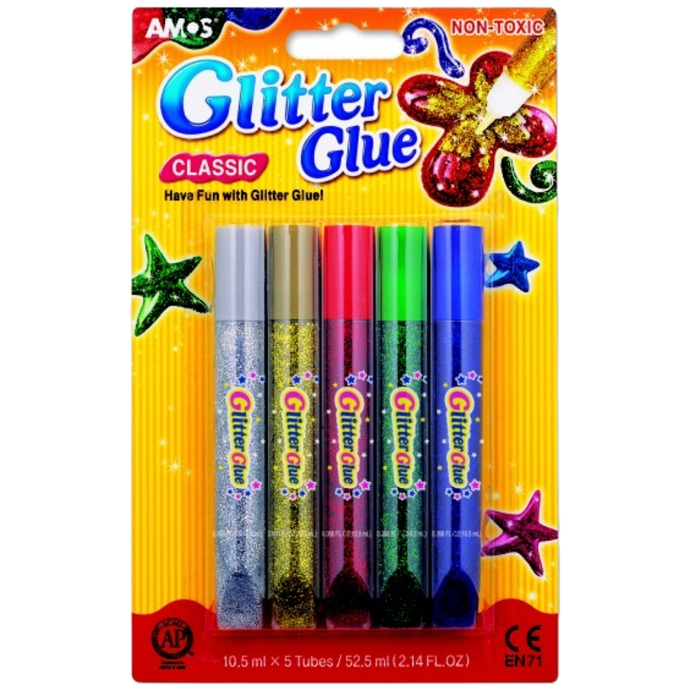ΚΟΛΛΑ GLITTER GLUE AMOS 10,5ML (BLISTER 5 ΧΡΩΜΑΤΩΝ) GCL10B5