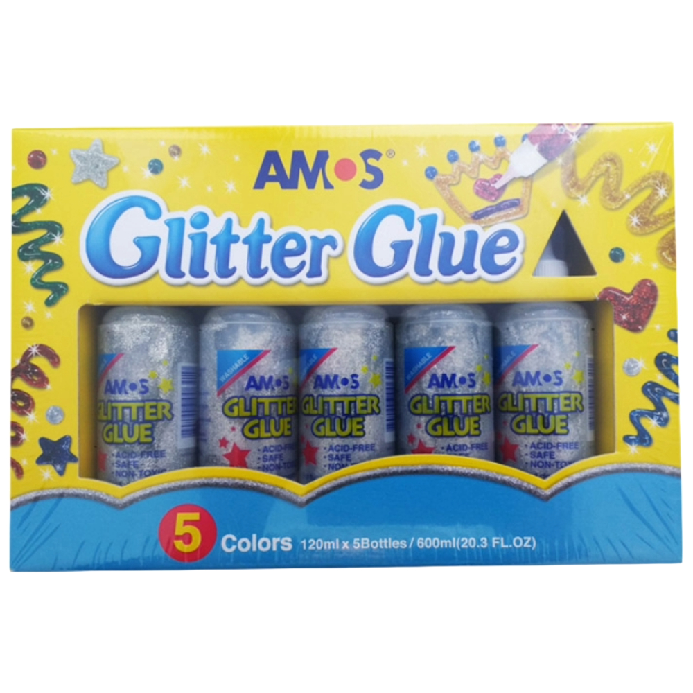 ΚΟΛΛΑ GLITTER GLUE AMOS 120ML ΜΠΟΥΚΑΛΙ ΑΣΗΜΙ GCL120P5S