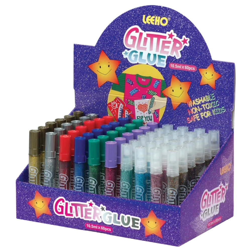 ΚΟΛΛΑ GLITTER GLUE LEEHO 10,5ML (ΣΤΑΝΤ 10 ΧΡΩΜ. Χ 6ΤΕΜ. = 60 ΤΕΜΑΧΙΑ) GG-10.5D-60M