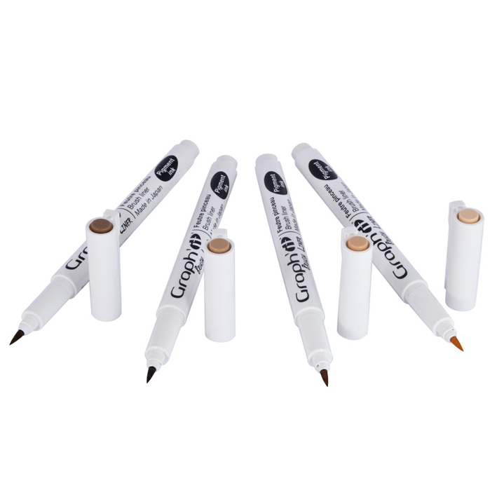 ΜΑΡΚΑΔΟΡΟΣ ΣΧΕΔΙΟΥ BRUSH LINER ΚΑΦΕ ΑΠΟΧΡΩΣΕΙΣ (ΣΕΤ 4 ΤΕΜ) OZ GI43330