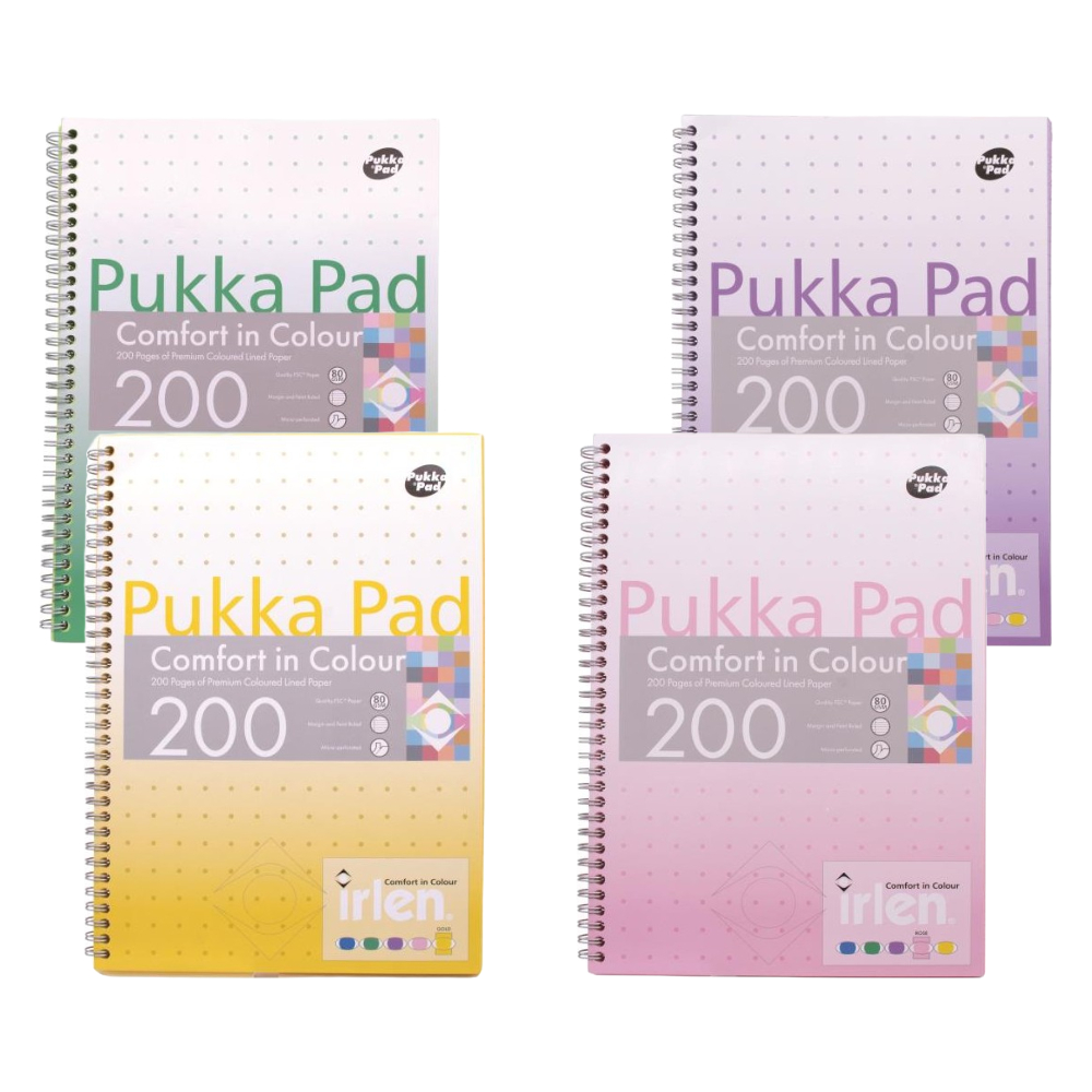 ΤΕΤΡΑΔΙΟ ΣΠΙΡΑΛ ΧΡΩΜΑΤΙΣΤΑ ΦΥΛΛΑ A4 PUKKA IRLJOTA4xx 200ΣΕΛ. 80GSM
