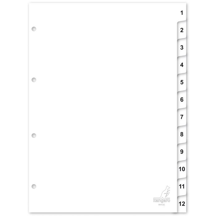 ΔΙΑΧΩΡΙΣΤΙΚΑ KANGARO A4-PP 1-12 ΑΡΙΘΜΩΝ W-412C