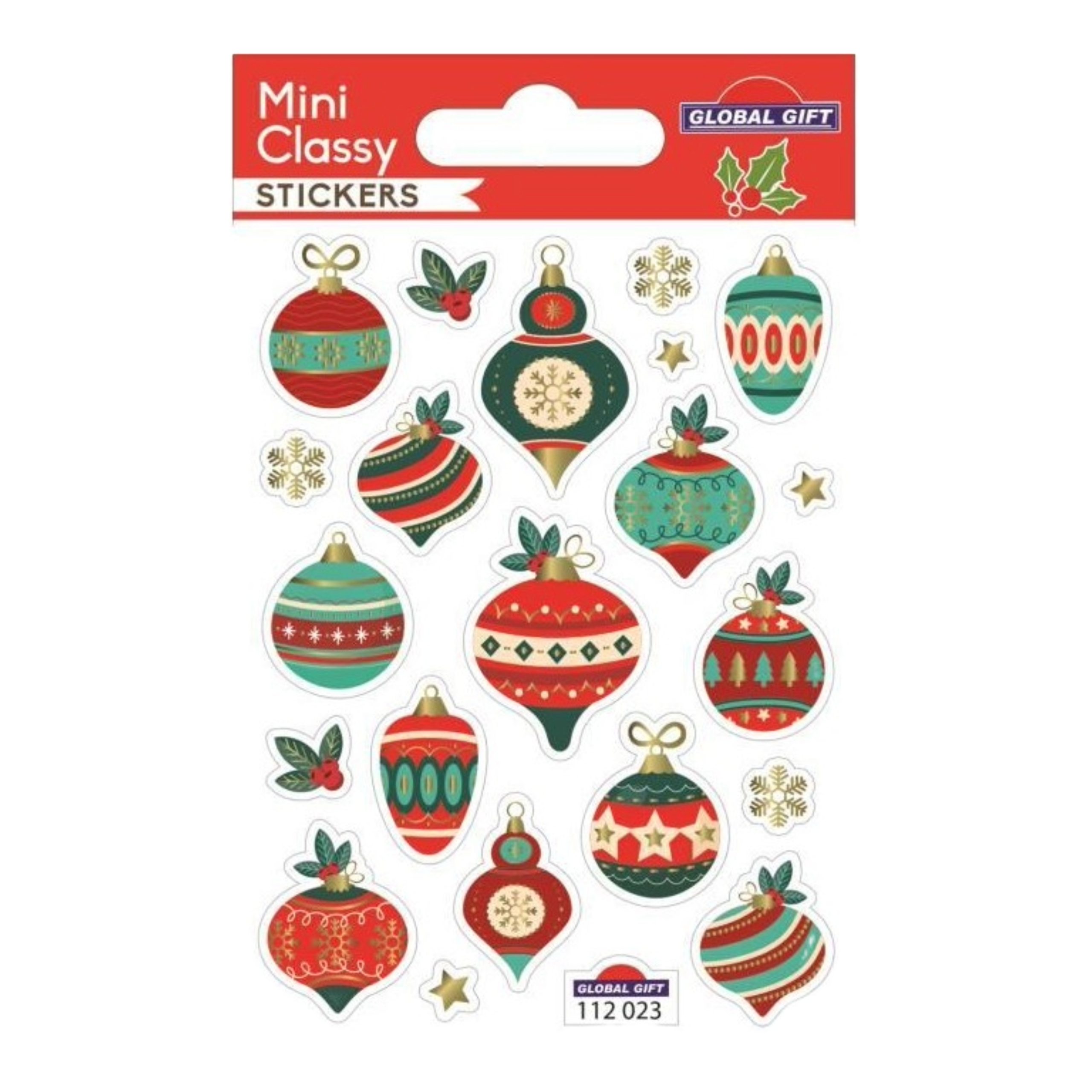 STICKERS CHRISTMAS MINI CLASSY 7.5X10CM 112023 GLOBAL GIFT