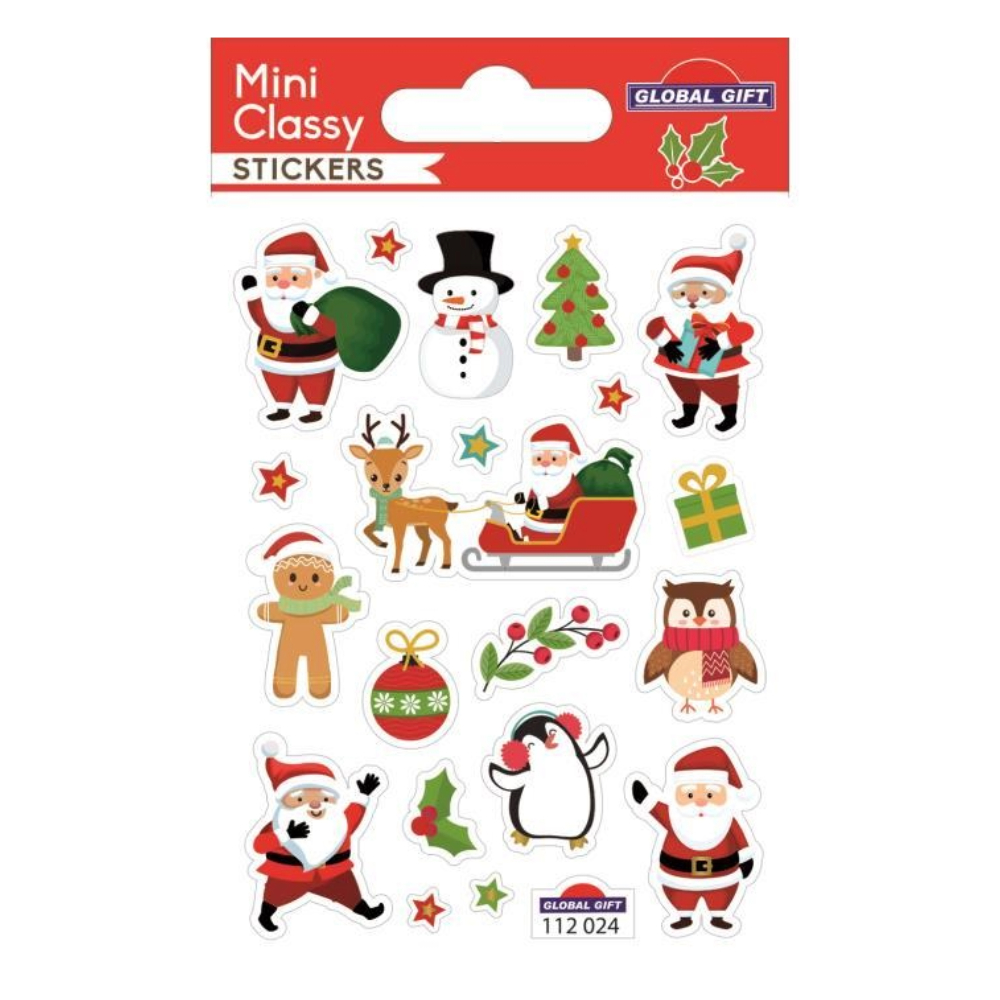STICKERS CHRISTMAS MINI CLASSY 7.5X10CM 112024 GLOBAL GIFT