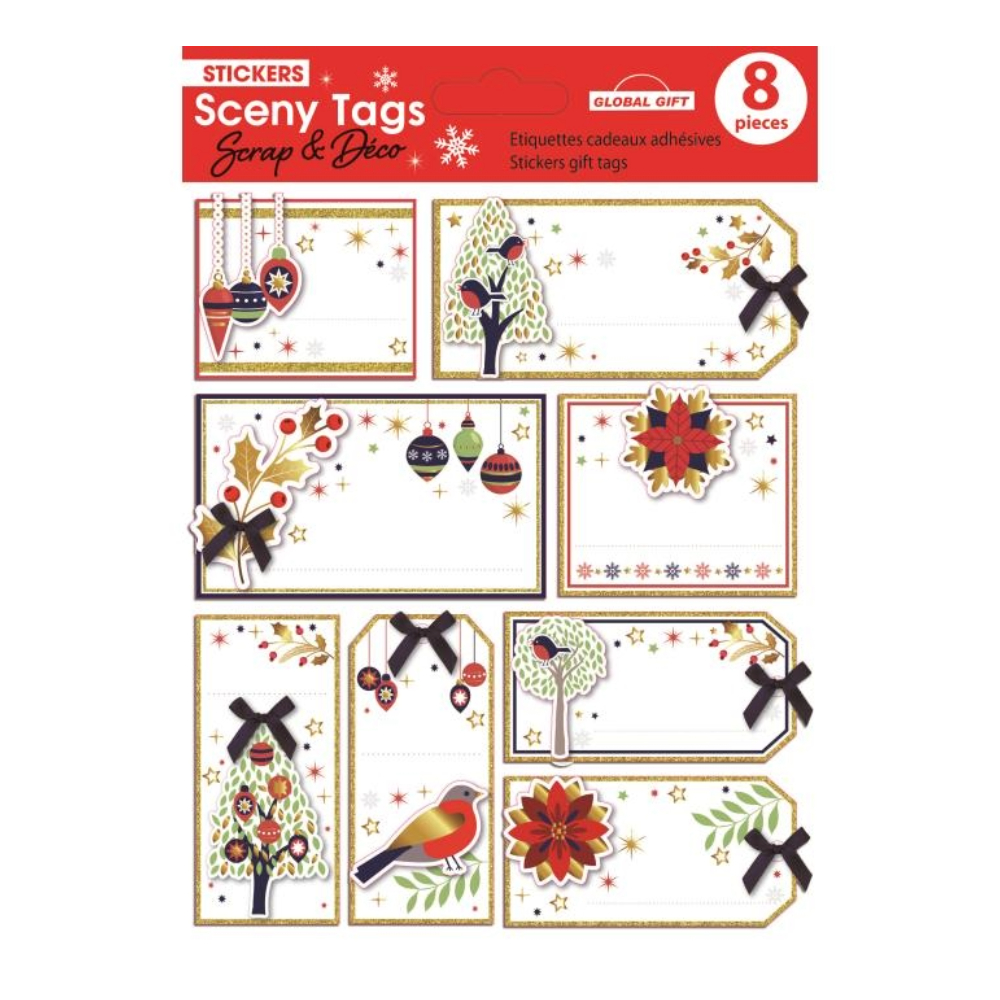 STICKERS CHRISTMAS TAG/SCENY 14X12CM 540133 GLOBAL GIFT