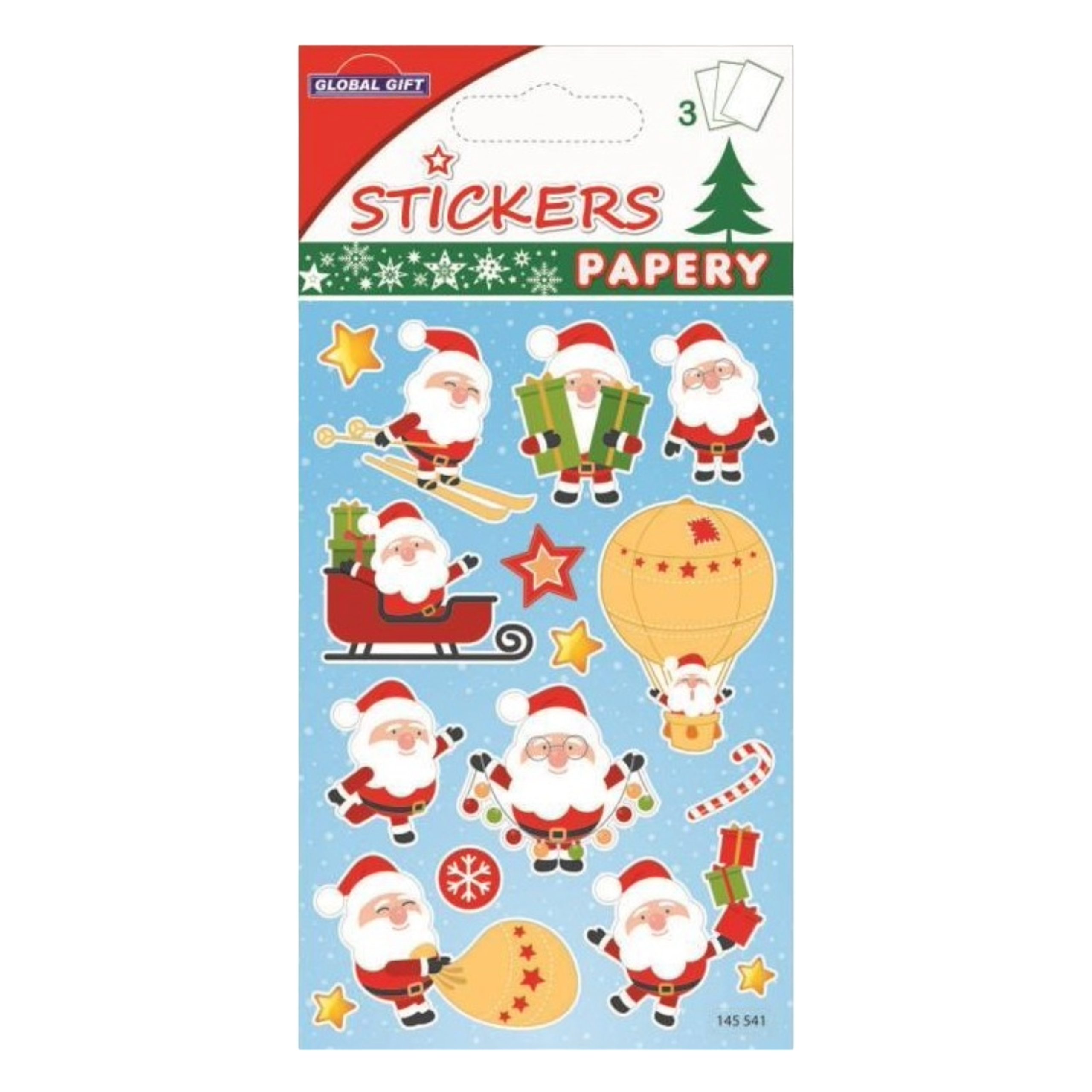STICKERS CHRISTMAS PAPERY 8X13CM 145541 GLOBAL GIFT
