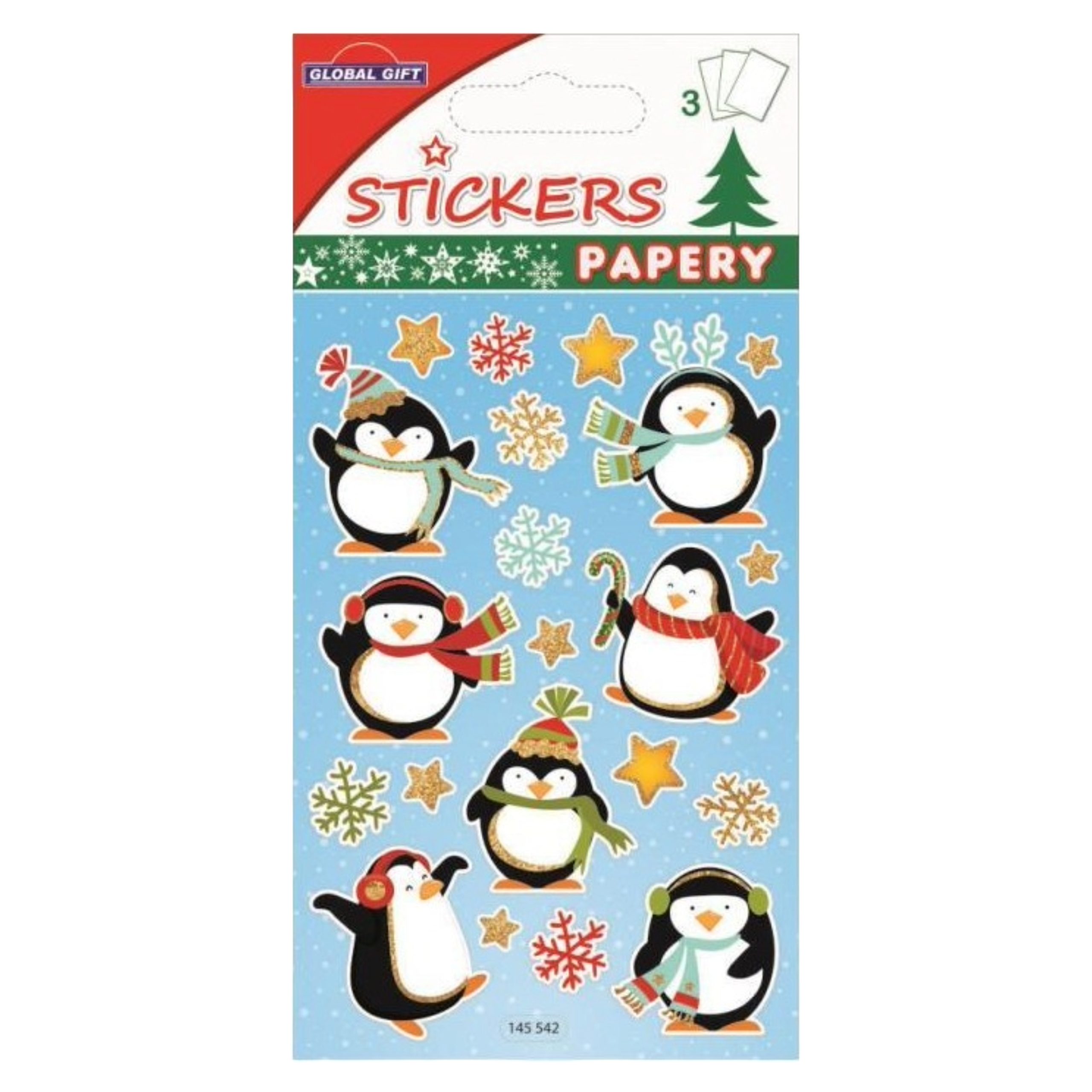 STICKERS CHRISTMAS PAPERY 8X13CM 145542 GLOBAL GIFT