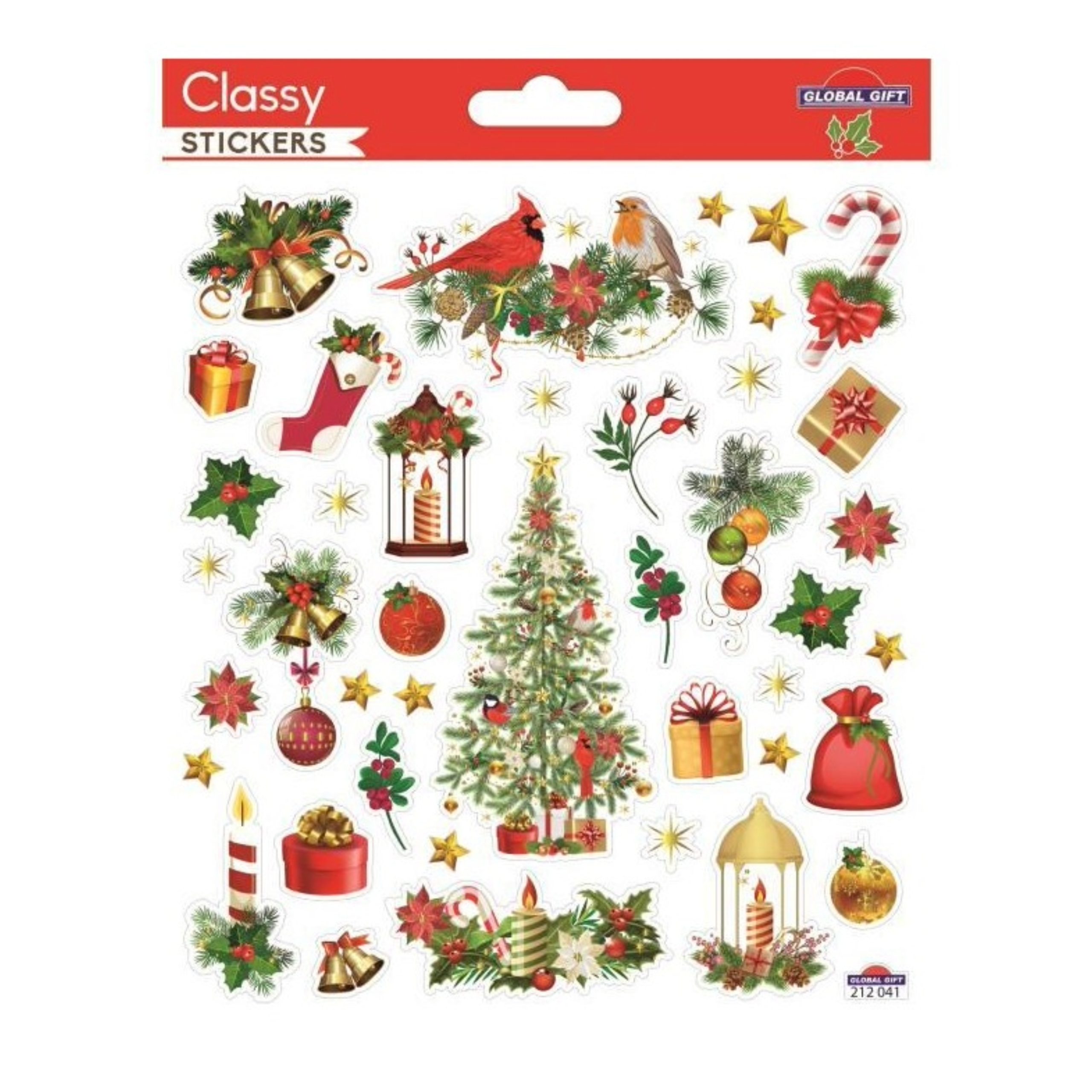 STICKERS CHRISTMAS CLASSY 15X17CM 212041 GLOBAL GIFT