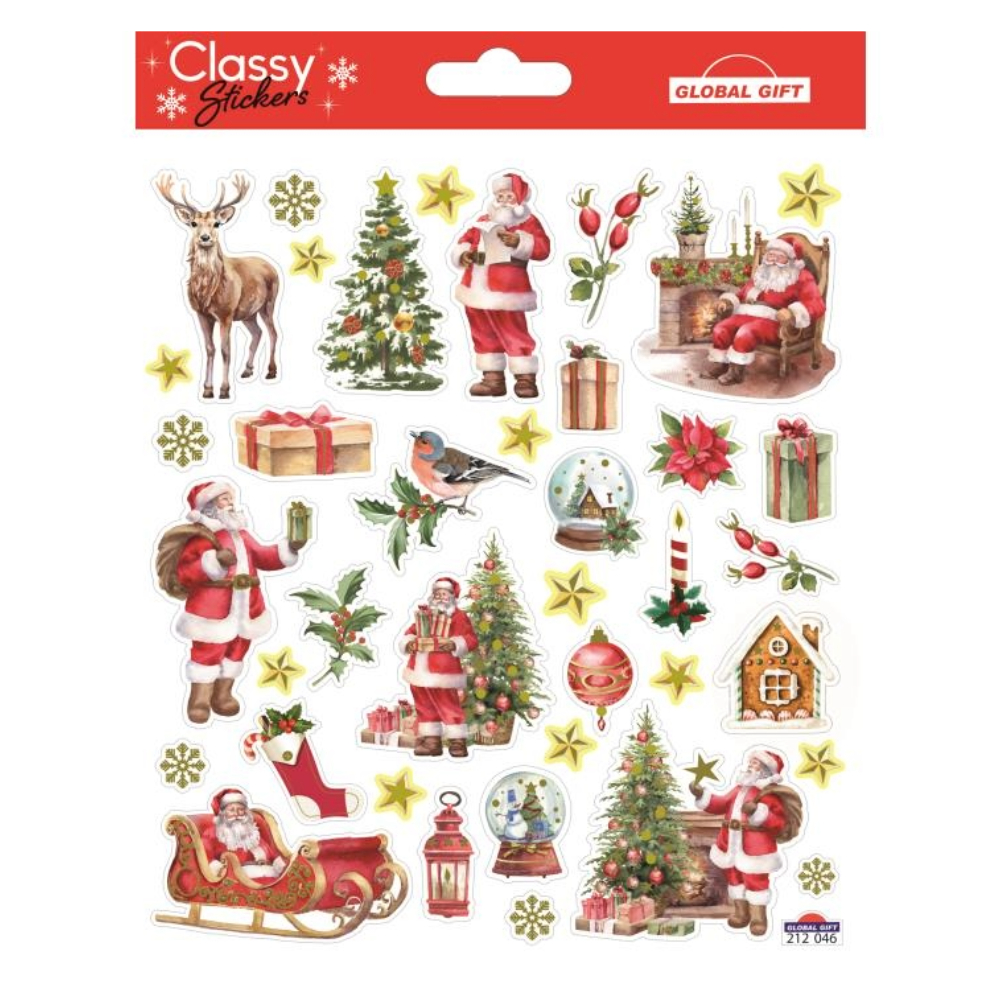 STICKERS CHRISTMAS CLASSY 15X17CM 212046 GLOBAL GIFT