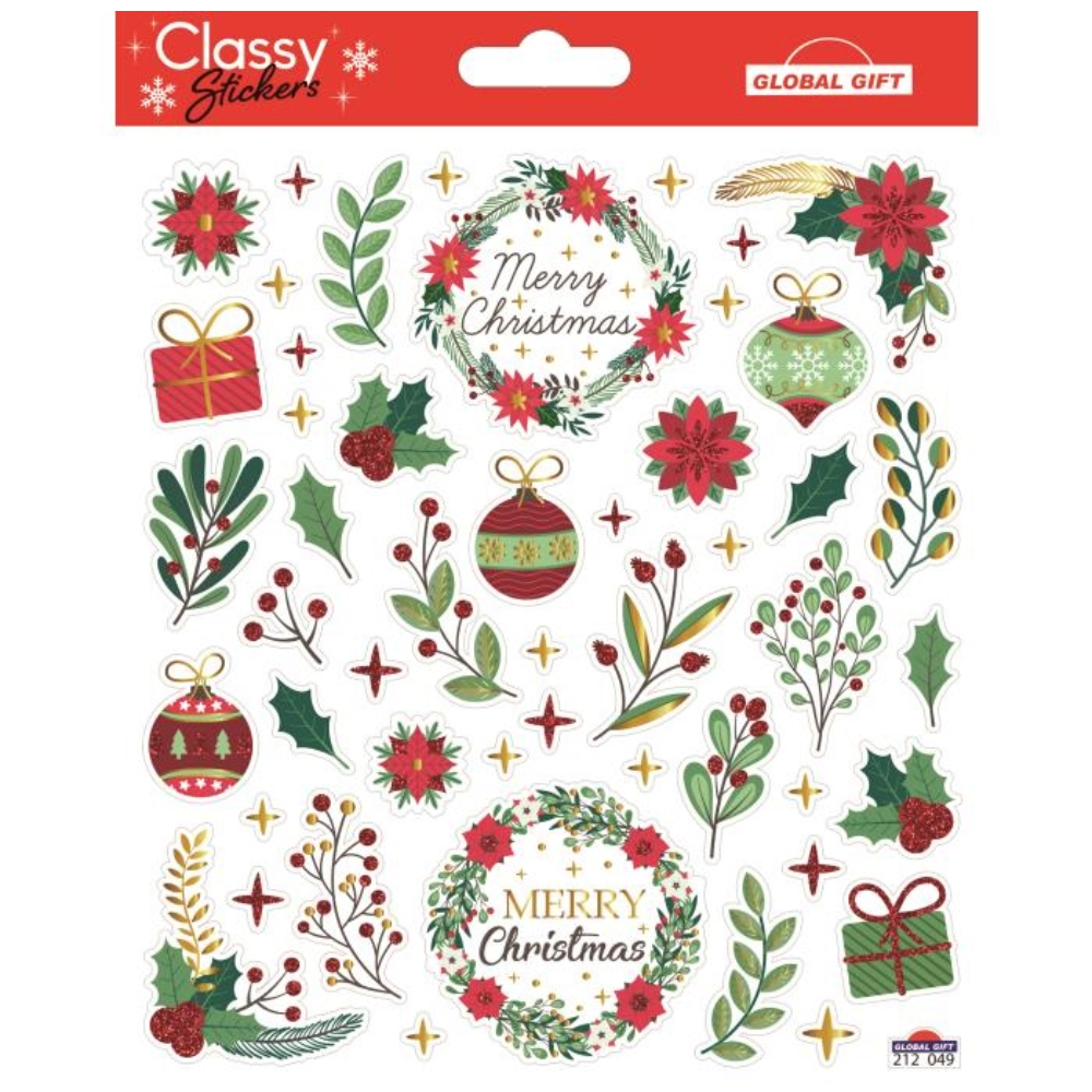 STICKERS CHRISTMAS CLASSY 15X17CM 212049 GLOBAL GIFT