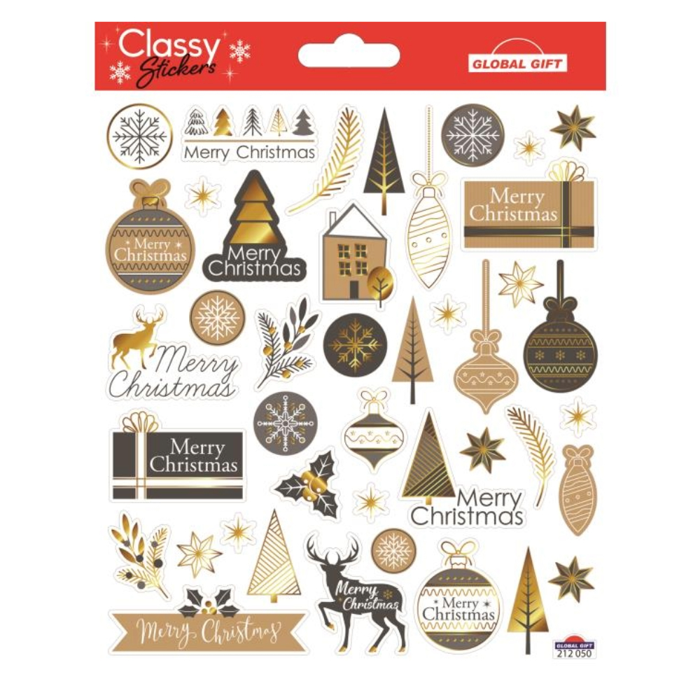 STICKERS CHRISTMAS CLASSY 15X17CM 212050 GLOBAL GIFT