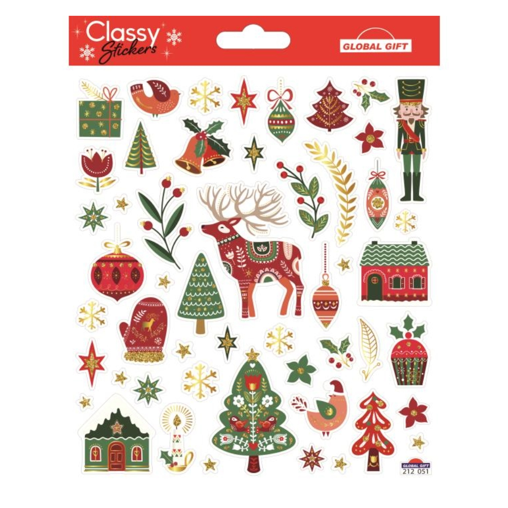 STICKERS CHRISTMAS CLASSY 15X17CM 212051 GLOBAL GIFT