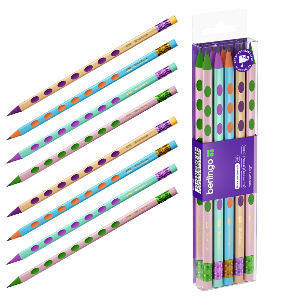 ΜΟΛΥΒΙ BERLINGO ΜΕ ΓΟΜΑ HB (+ΕΓΚΟΠΕΣ) "METALLIC ERGO" ΑΣΣΟΡΤΙ ΧΡΩΜ. ΚΟΥΤΙ=12 ΤΕΜ 363755