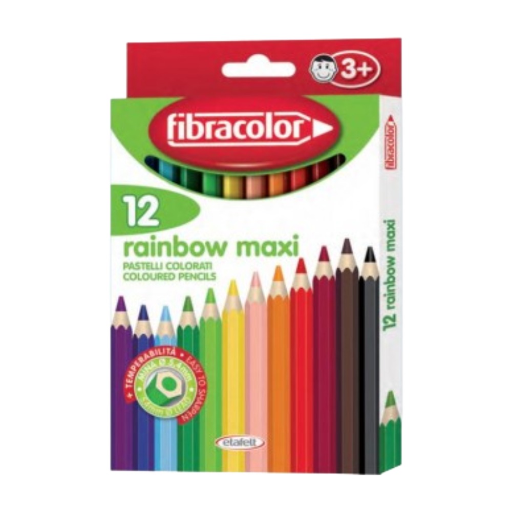 ΞΥΛΟΜΠΟΓΙΕΣ FIBRACOLOR JUMBO 5ΜΜ RAINBOW MAXI 12 ΧΡΩΜΑΤΩΝ 030MC012SE